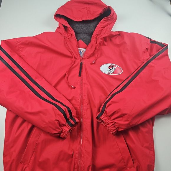 Vintage Georgia Bulldogs Red Large Hooded Vinyl Rain Stadium Jacket - Picture 1 of 12